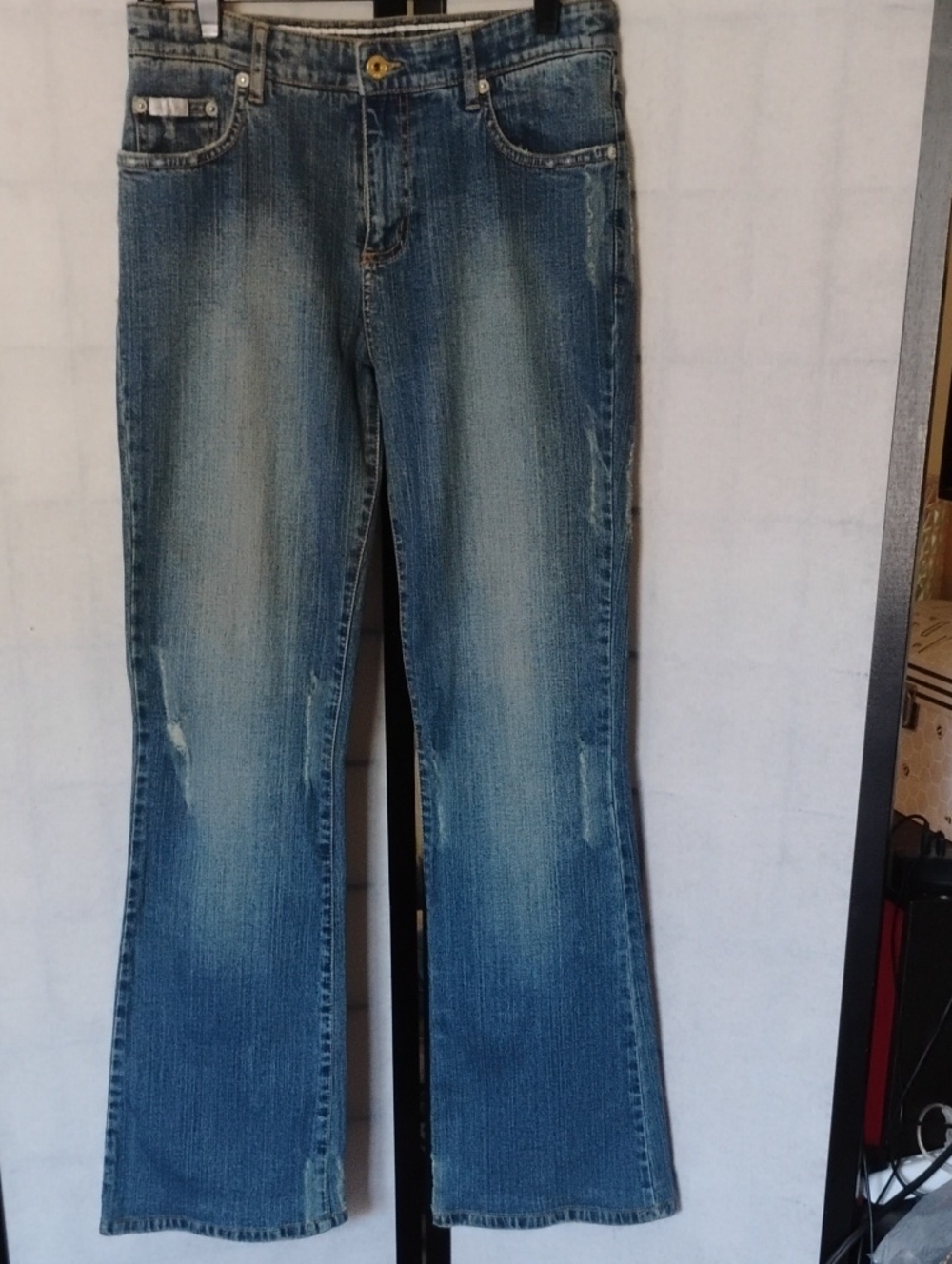 Baby phat Original- ripped, faded Jeans W/original logos and Buttons Size 9